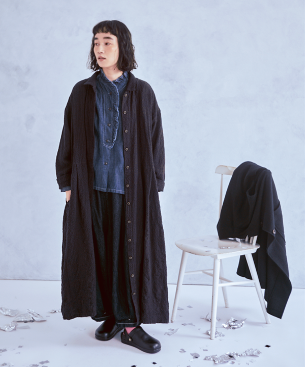 コットンウールグレンチェック　コートワンピース